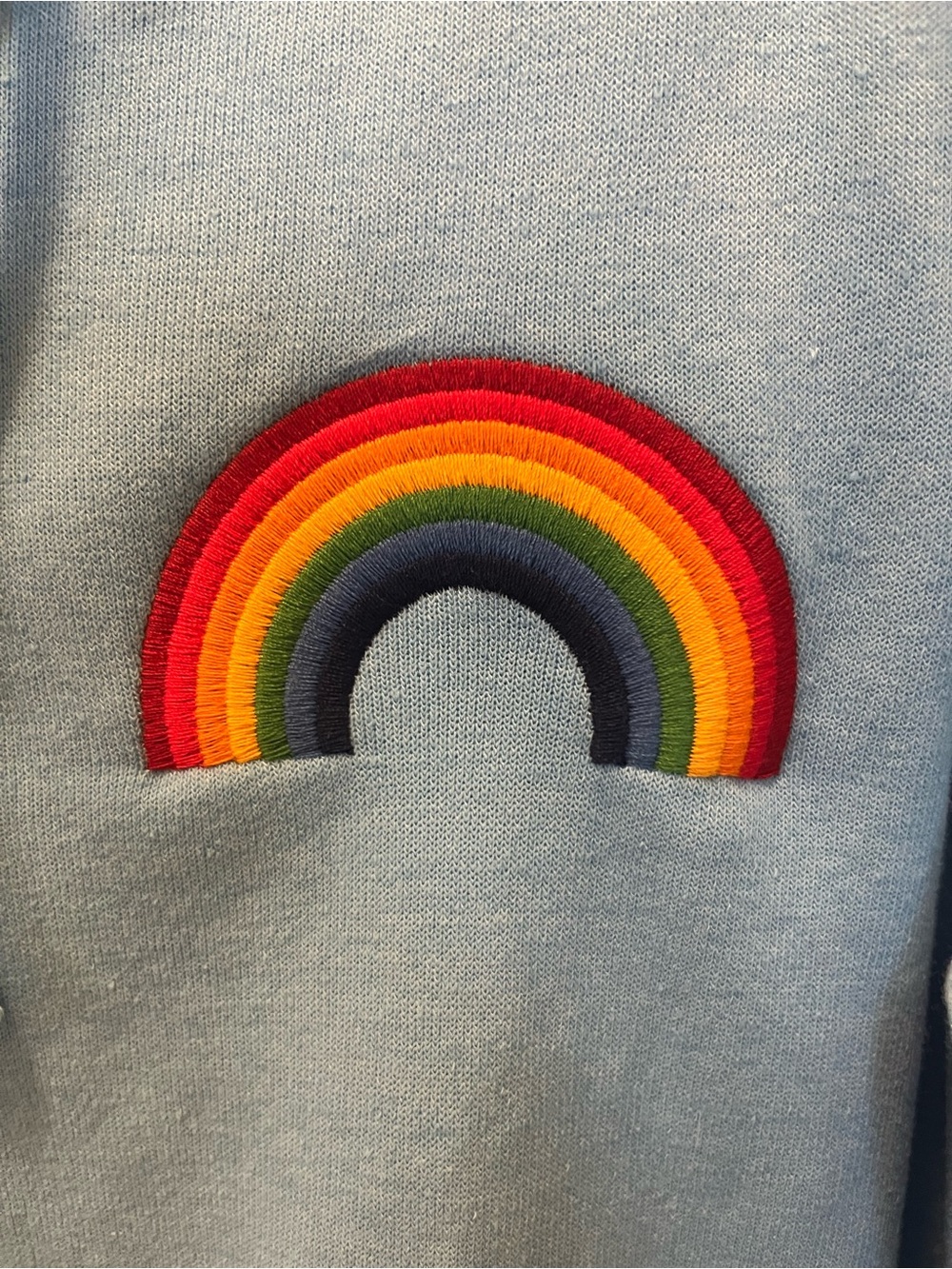 ๐ NWT Aviator Nation Rainbow Embroidery Zip Hoodie in Sky Blue - Sz Large - Picture 5 of 11